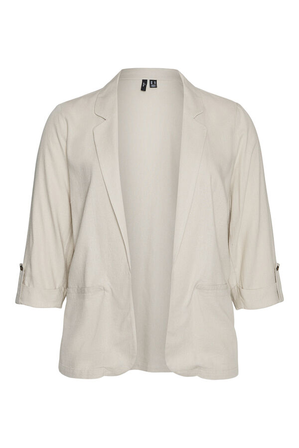 Vero Moda Curve Blazer de mujer abierta con solapa talla grande Beige