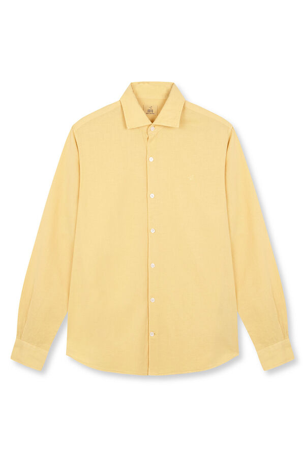 OOTO Camisa algod&oacute;n lino manga larga Dorado