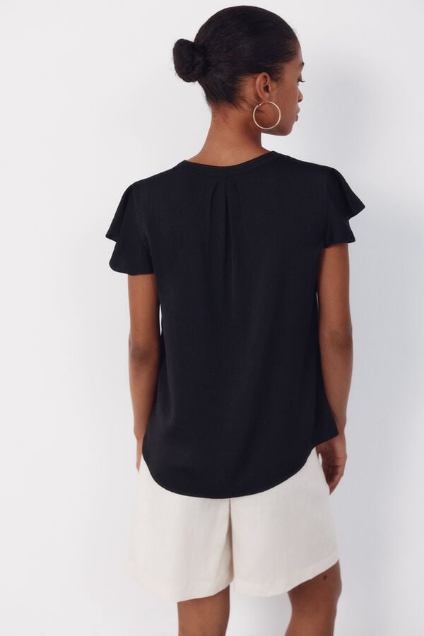 Cortefiel Blusa fluida manga vuelo Verde