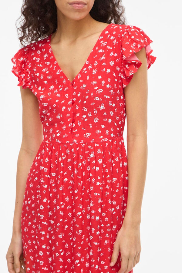 Vila Vestido midi estampado de viscosa Coral
