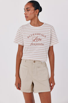 Cortefiel T-shirt riscas estampada