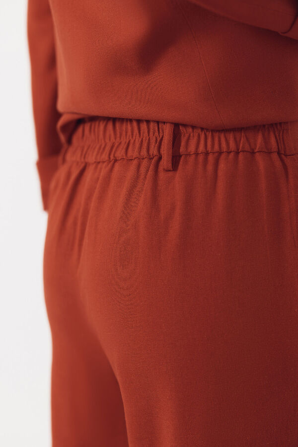 Cortefiel Pantal&oacute;n ancho con lino Naranja