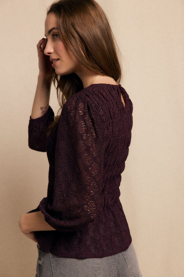 Slowlove Ruched print top Maroon