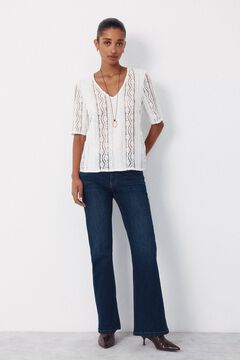 Cortefiel Top encaja escote pico