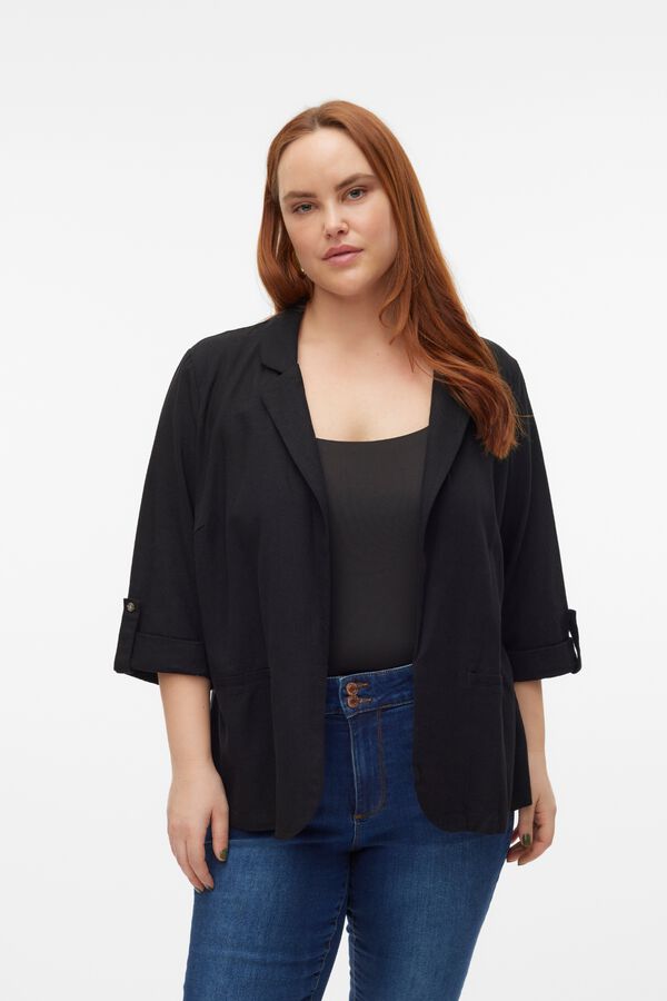 Vero Moda Curve Women's open flap plus size blazer Black