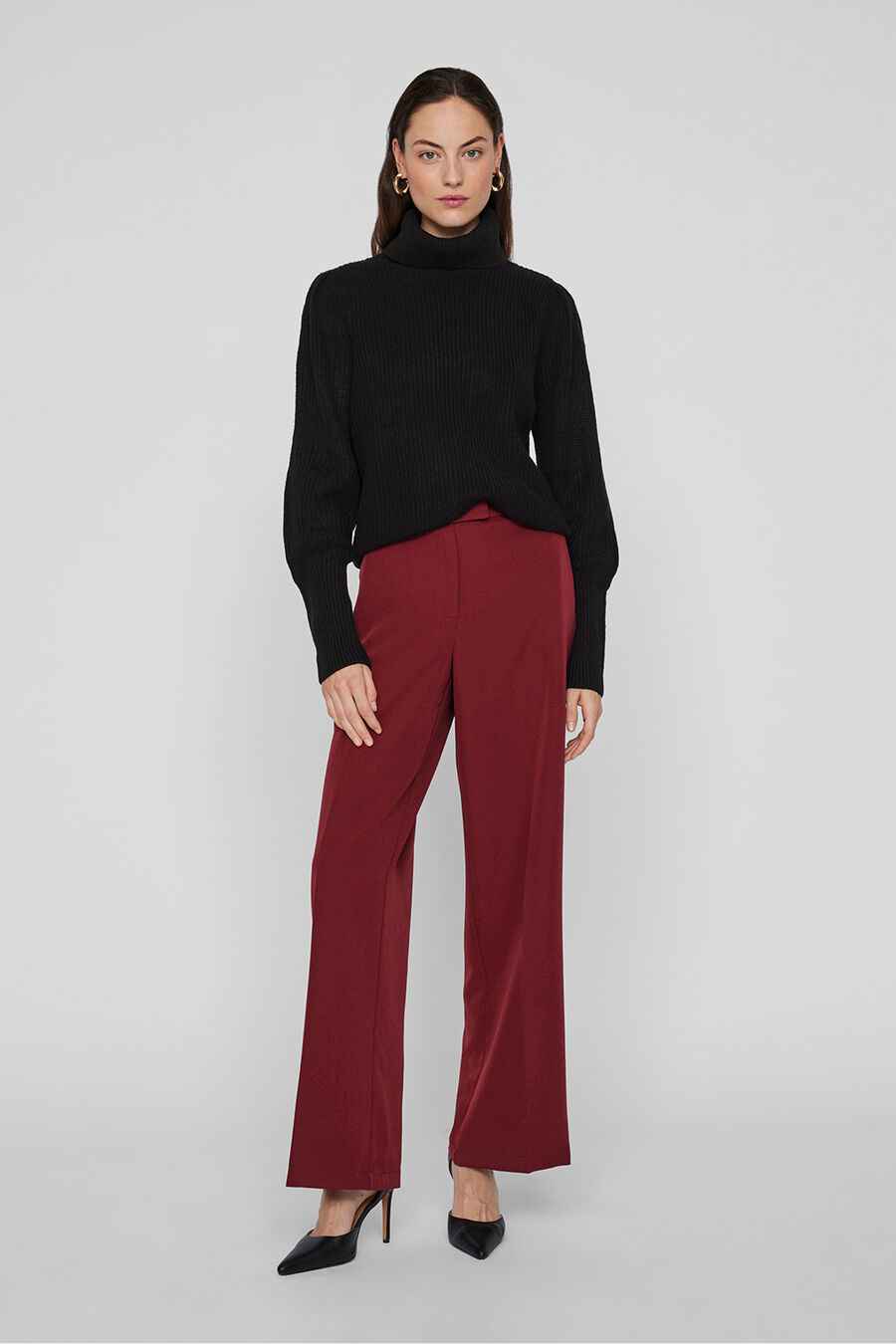 Jersey de cuello vuelto con canalé