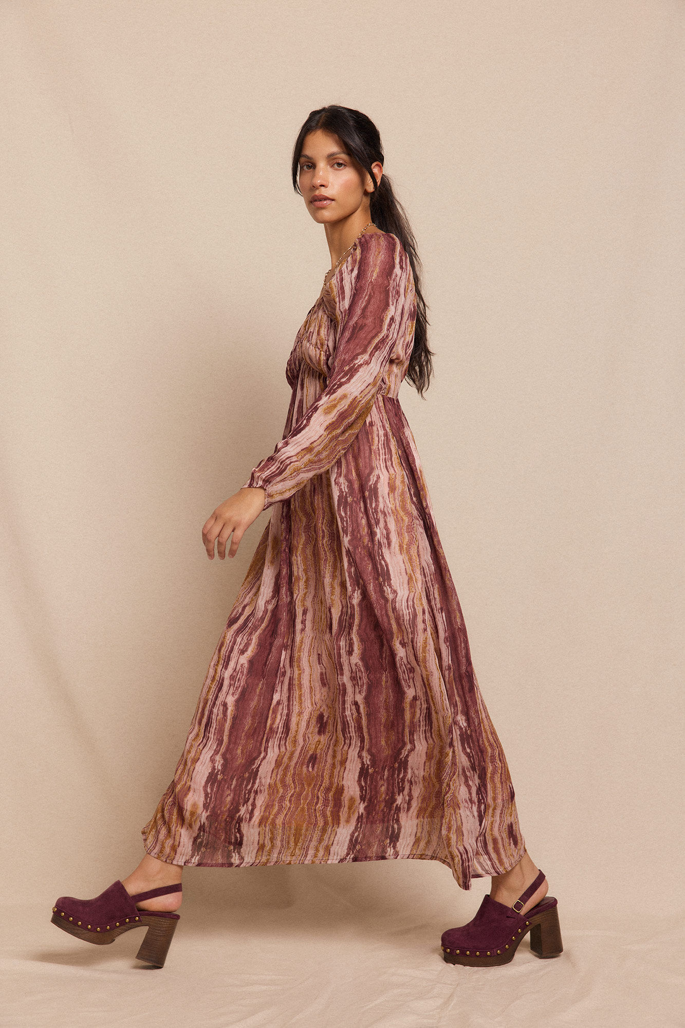 Slowlove Vestido estampado com franzidos