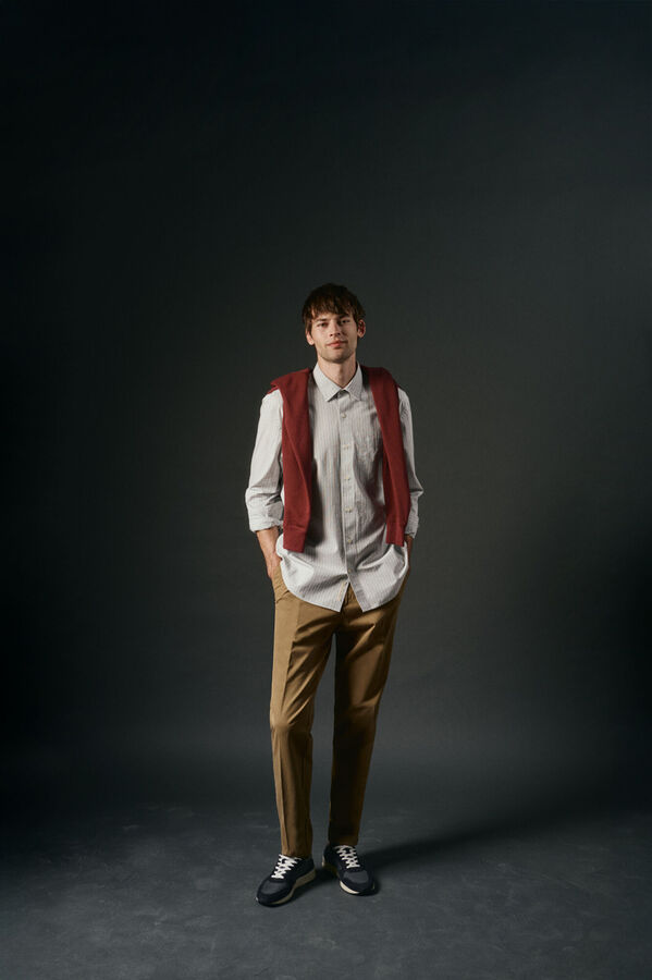 OOTO Camisa rayas estructura Azul