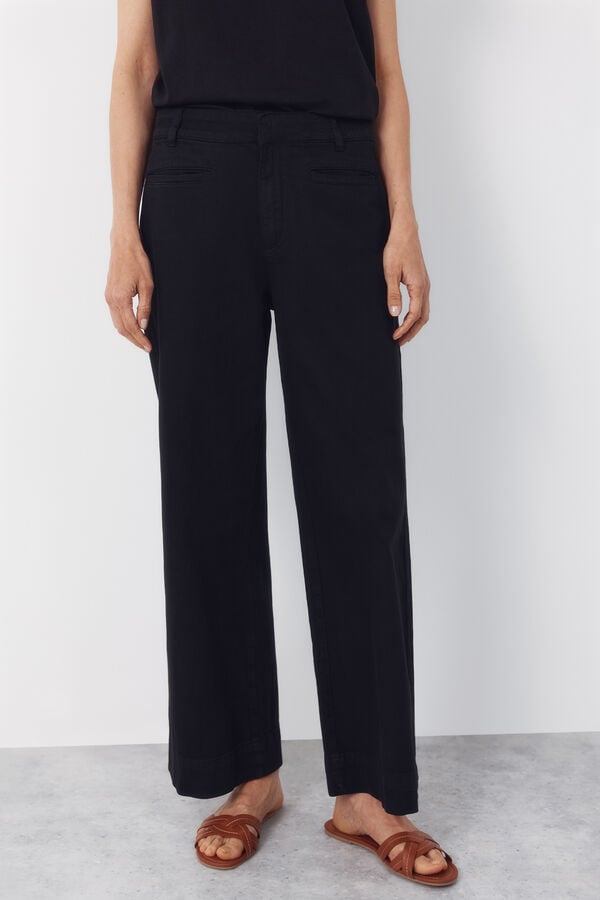 Cortefiel Pantalones Piping Negro