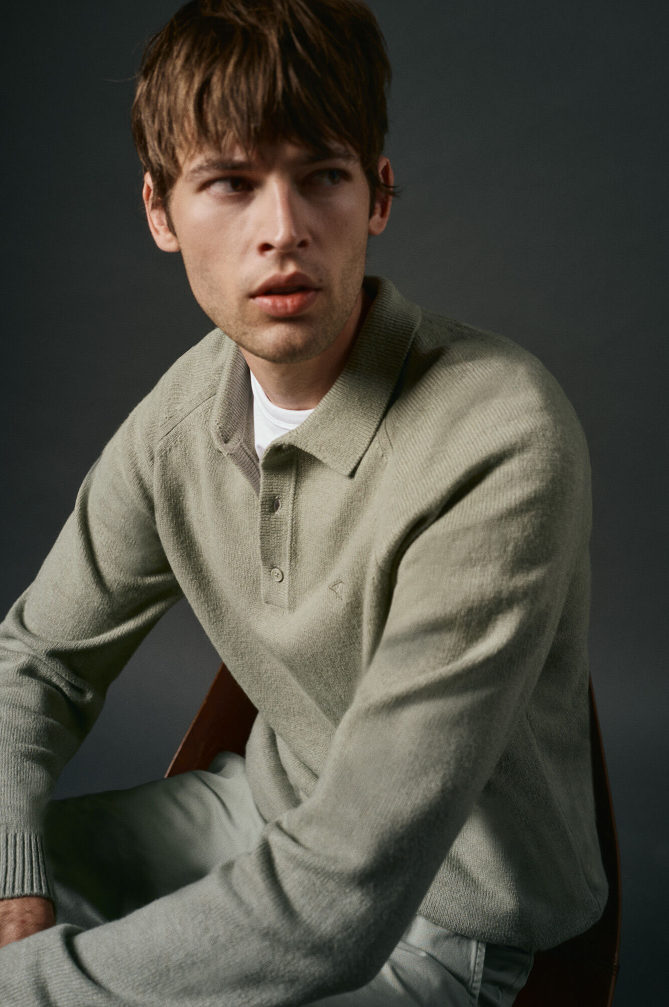 OOTO Su&eacute;ter de l&atilde; com gola polo