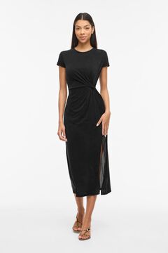 Vila Vestido midi con manga corta de modal Negro