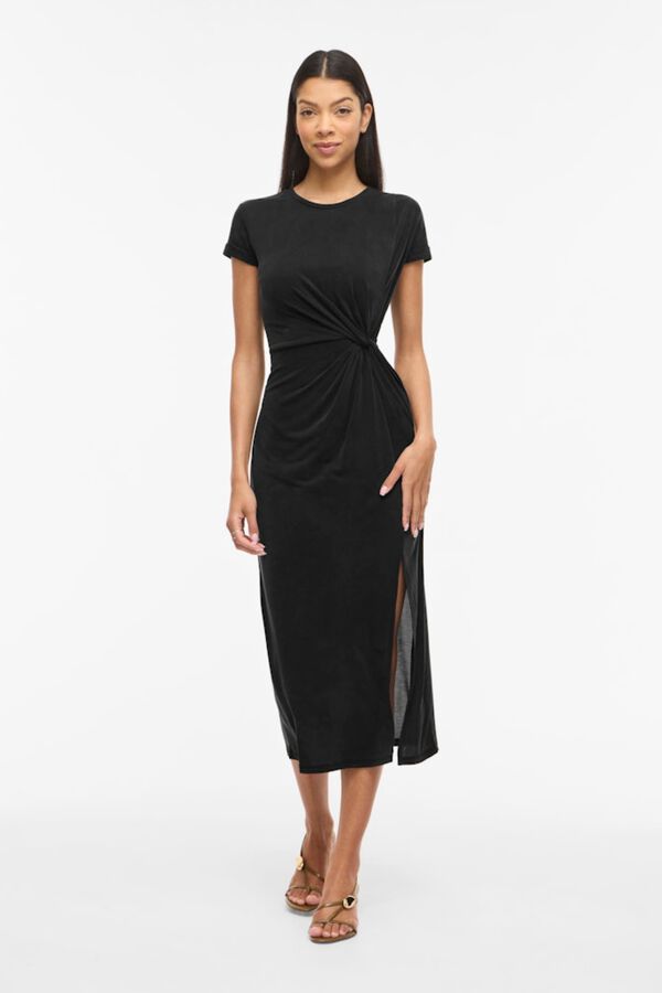 Vila Vestido midi con manga corta de modal Negro