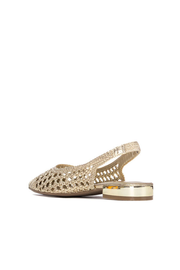 XTI Bailarina rejilla trenzada tac&oacute;n bajo Dorado