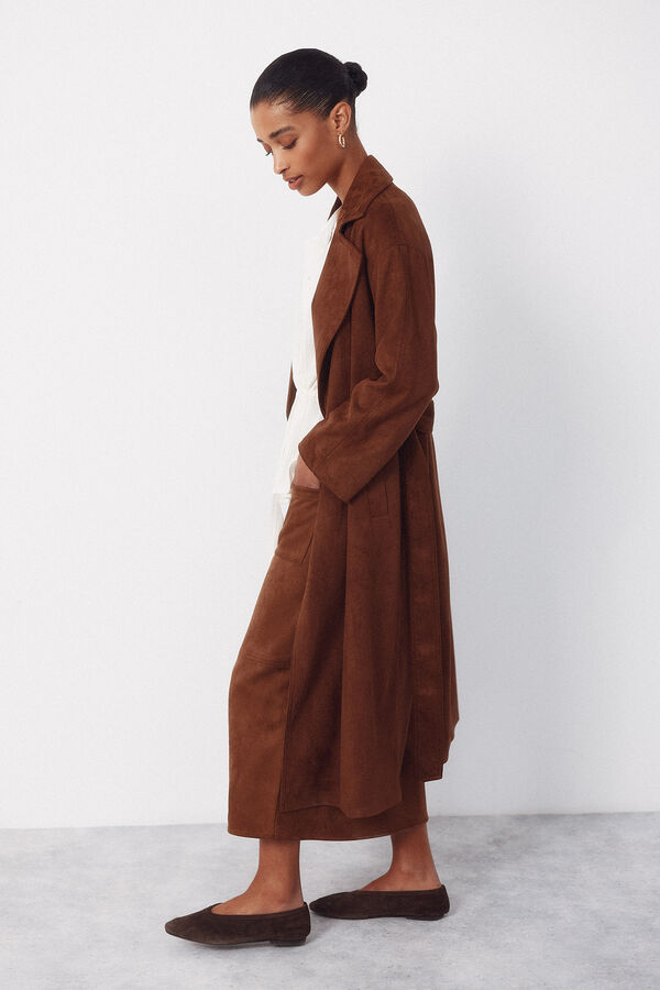 Cortefiel Falda vuelo de antelina Marr&oacute;n oscuro