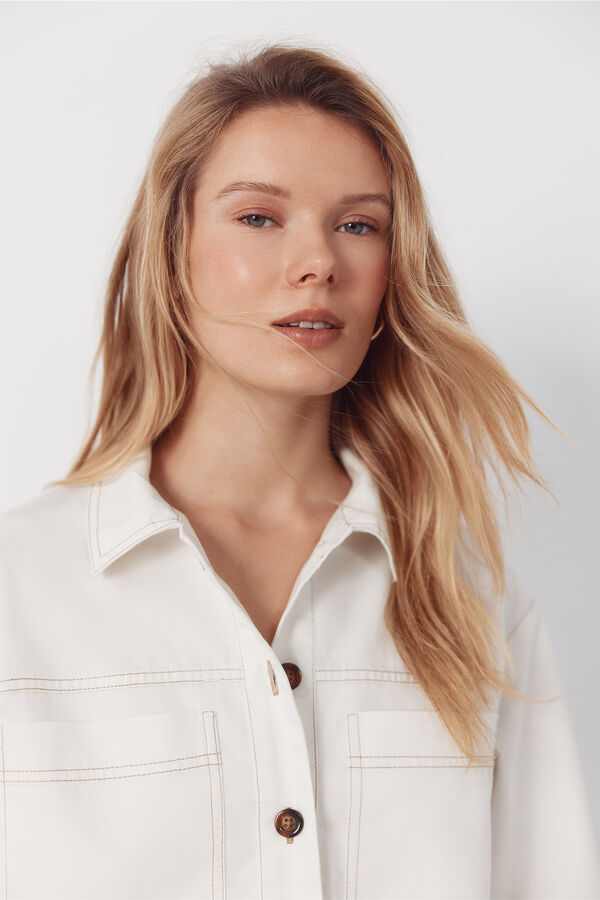 Cortefiel Soft denim shirt Ivory