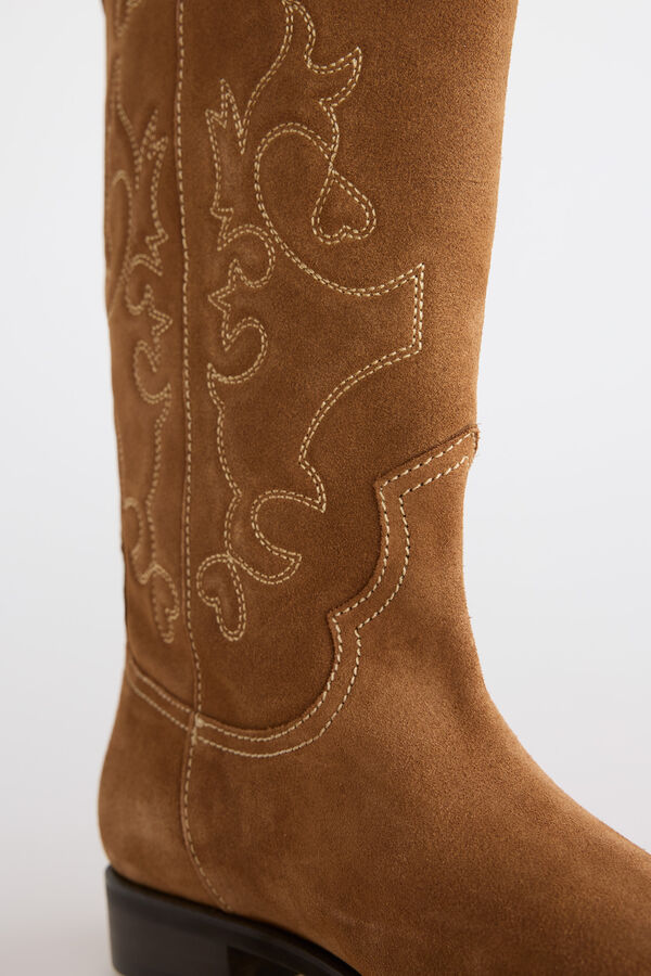 Slowlove Flat split leather boot Camel