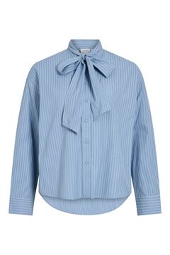 Vila Camisa de rayas con lazada al cuello Azul