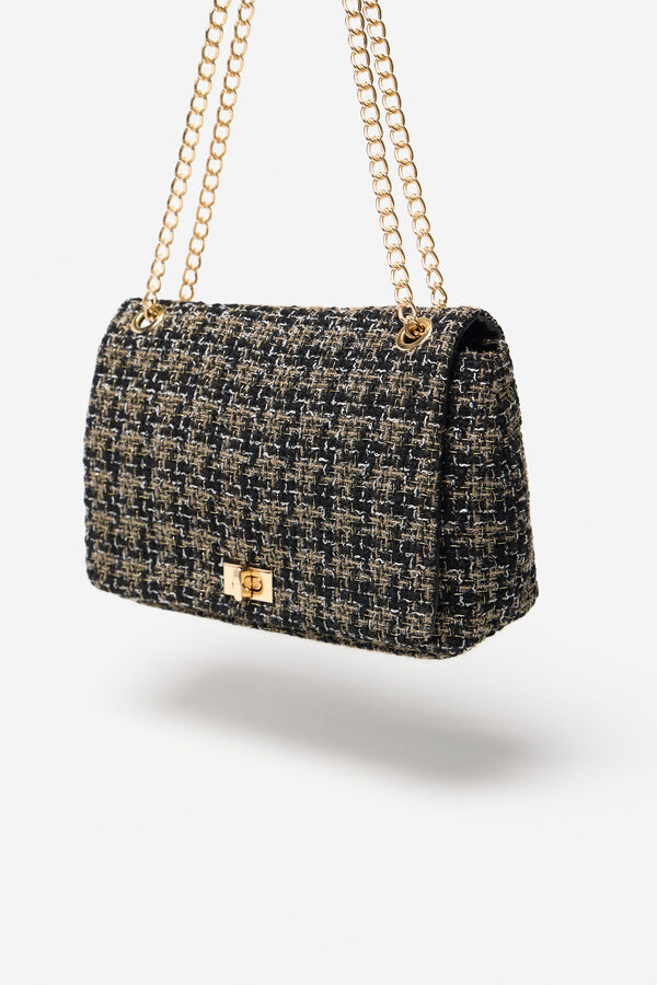 Cortefiel Tweed shoulder bag Black