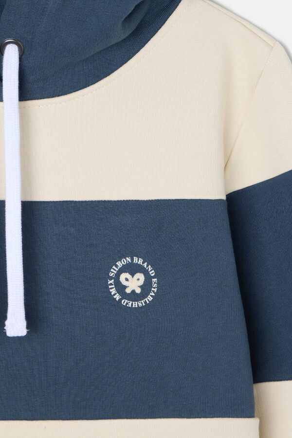 Silbon Sudadera capucha raya ancha Azul marino