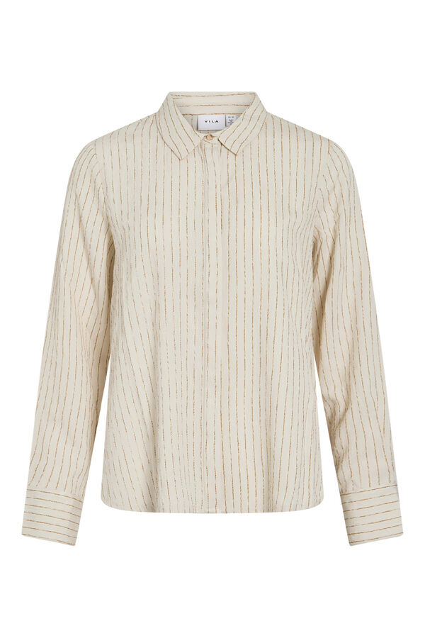 Vila Camisa &agrave;s riscas em viscose Tostado