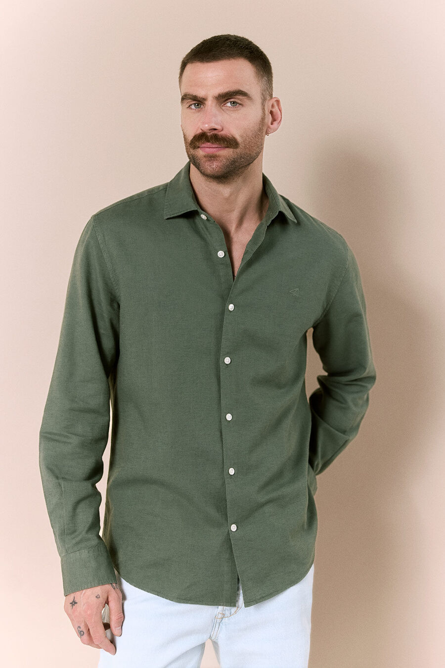 Camisa algodón lino manga larga