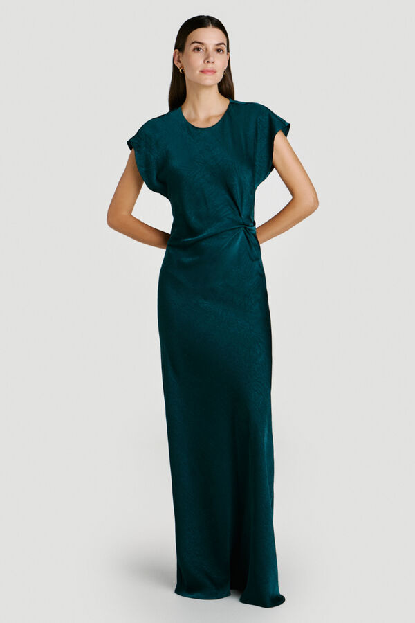 Vila Vestido largo satinado de fiesta Verde oscuro