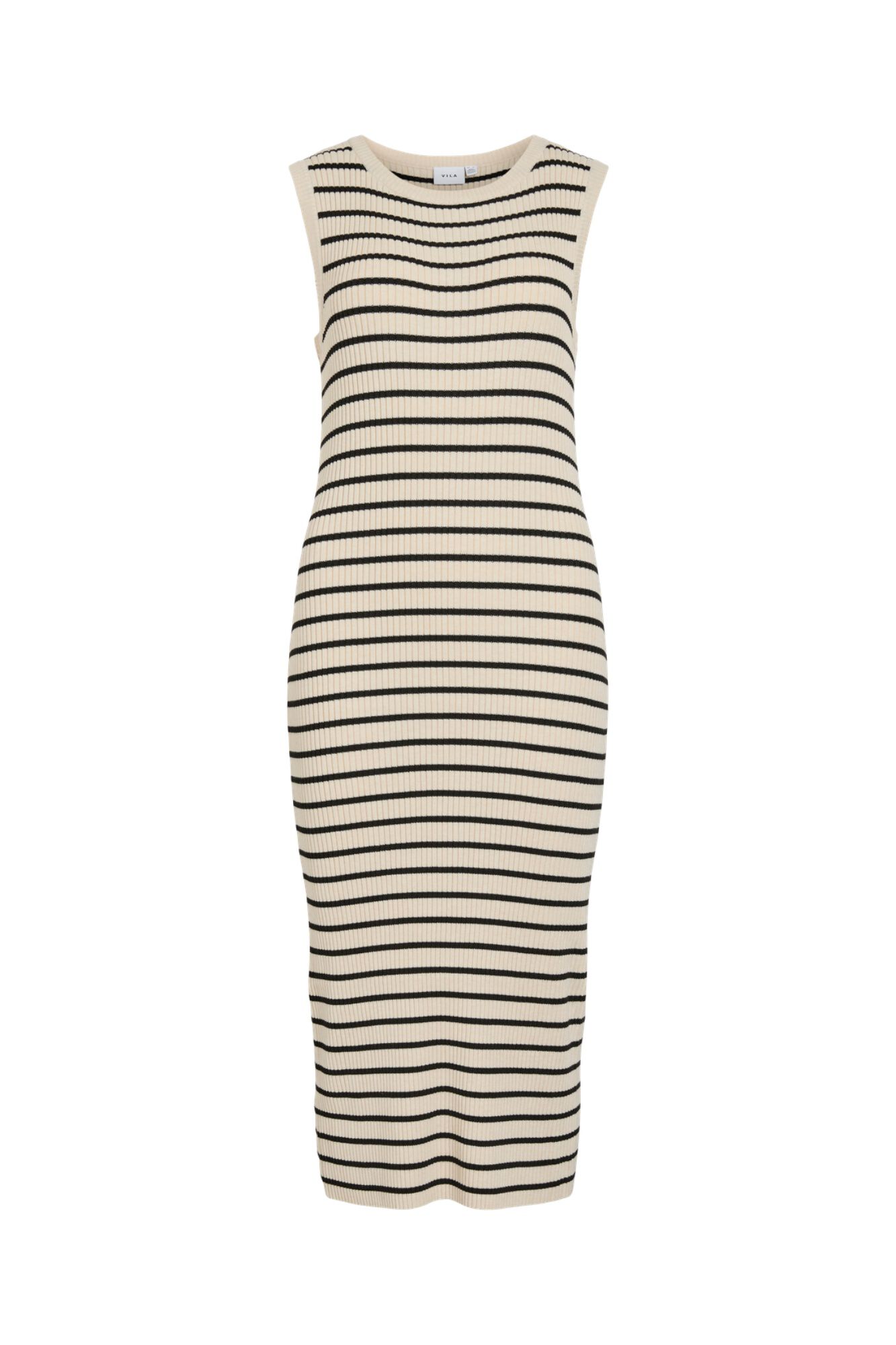 Vila Vestido midi canelado sem mangas