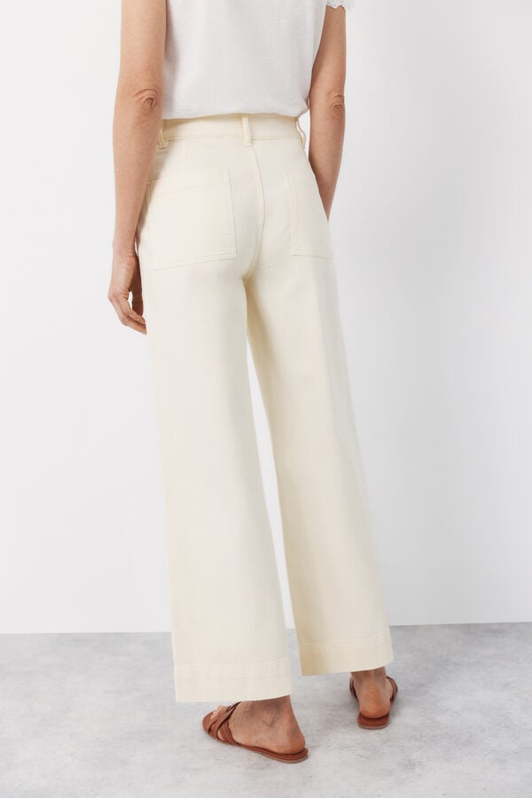 Cortefiel Pantalones Piping Amarillo