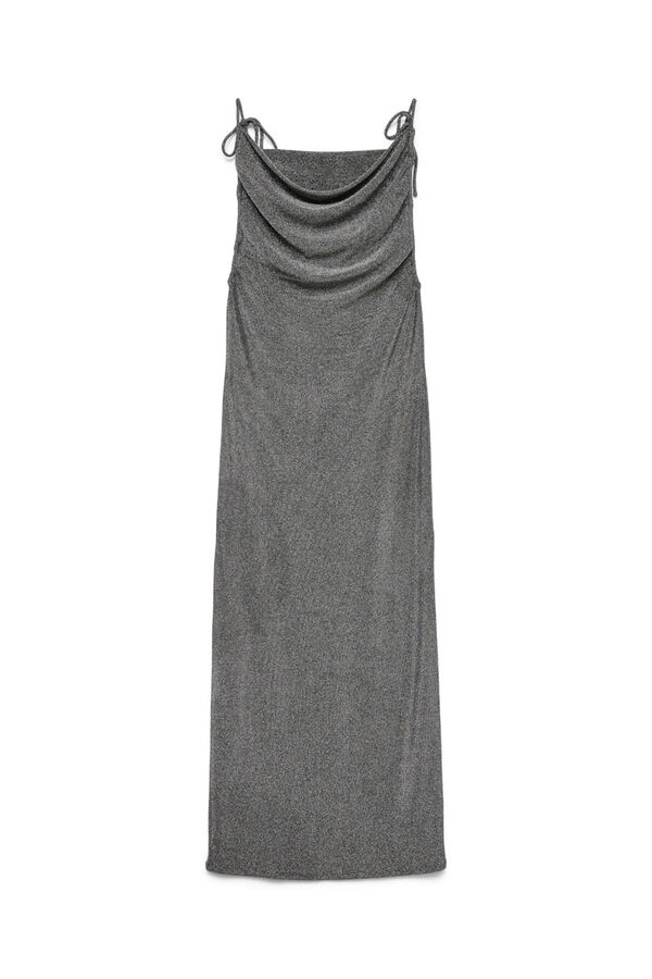 Vero Moda Vestido midi de tecido met&aacute;lico  Cinzento