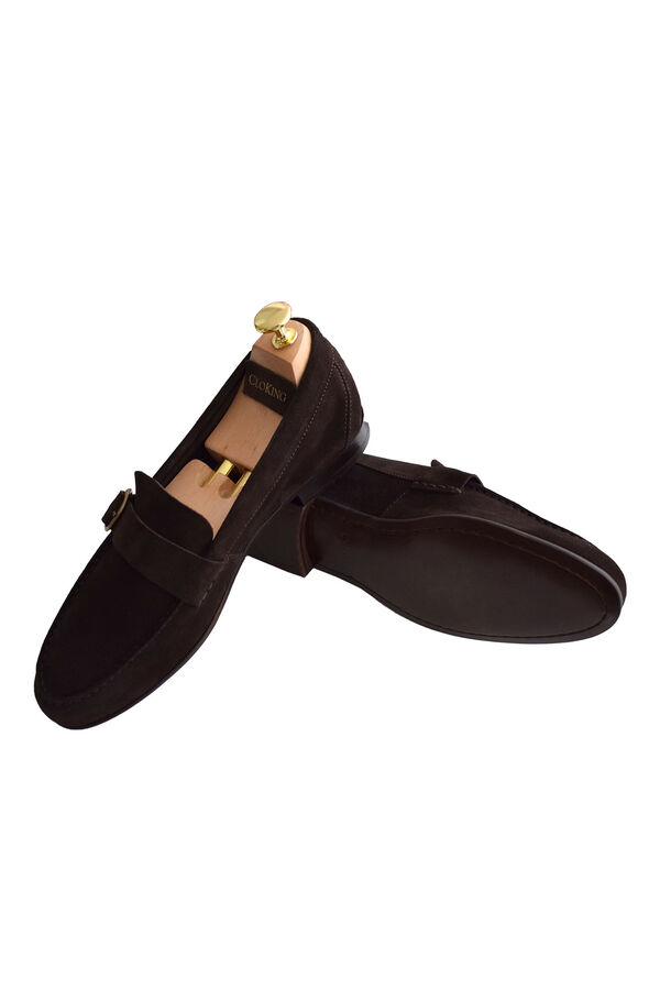 Cloking Suede Buckle Loafer Shoe Brown