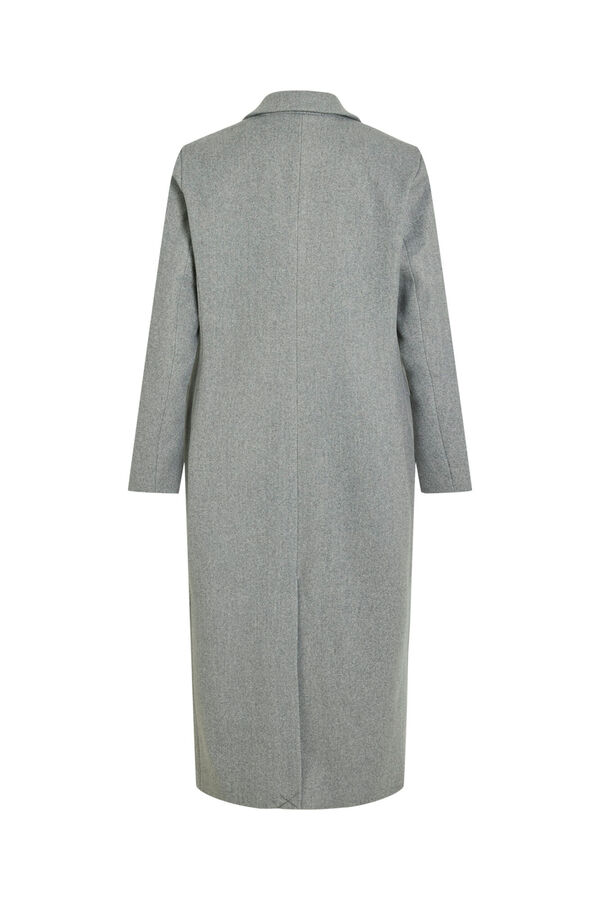 Vila Abrigo largo de pa&ntilde;o con solapas gris