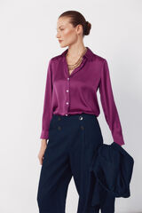 Cortefiel Camisa satinada Morado