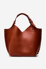 Cortefiel Studded shopper bag Brown