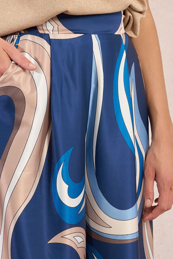 Molly Bracken Pantal&oacute;n de mujer largo ancho con estampado Azul marino