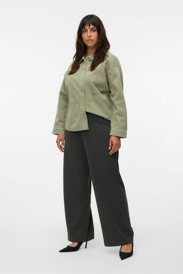 Vero Moda Curve Pantal&oacute;n ancho fluido talla grande Gris oscuro