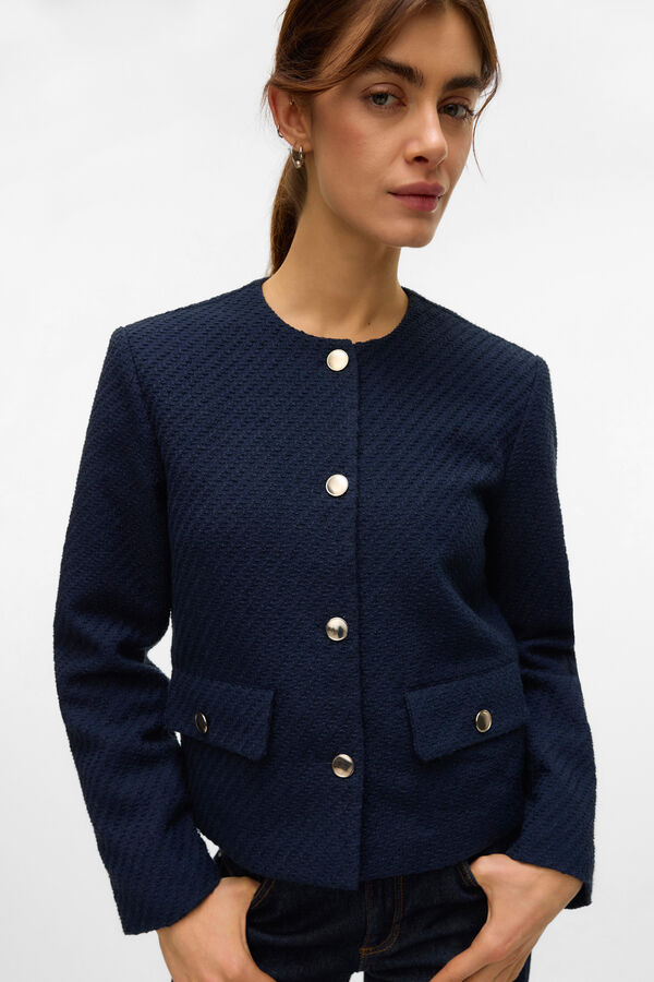 Vero Moda Casaco curta de tweed Azul