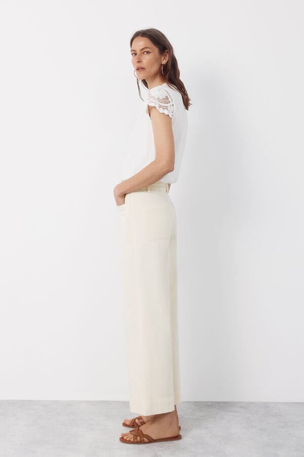 Cortefiel Pantalones Piping Amarillo