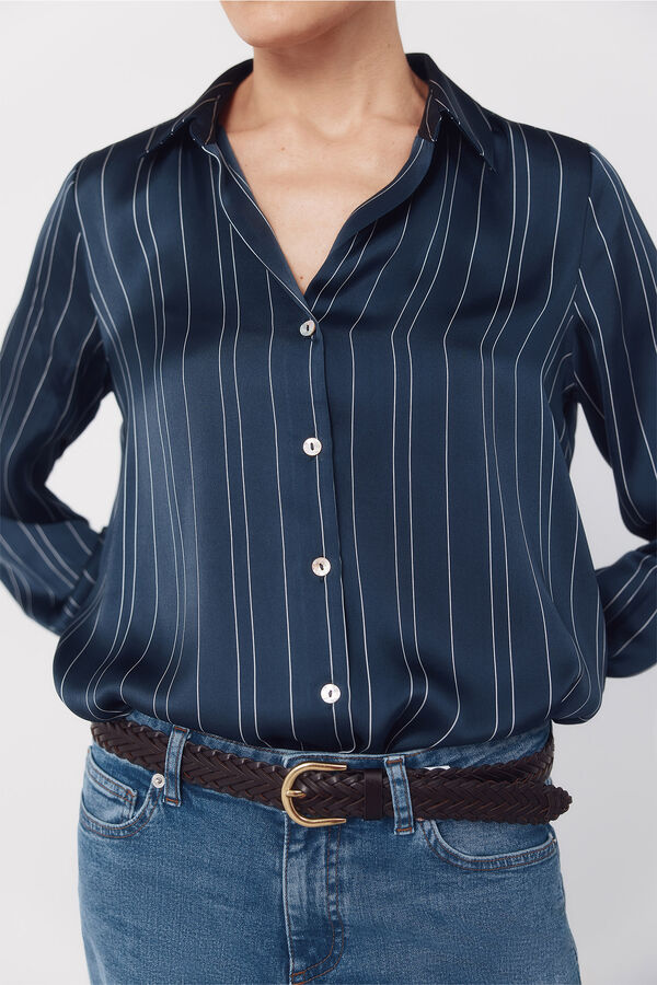 Cortefiel Camisa acetinada Azul