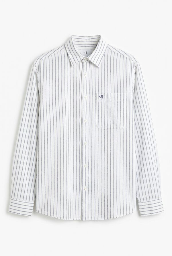 OOTO Camisa de linho de manga comprida &agrave;s riscas Branco