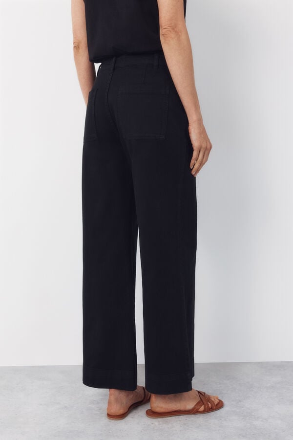 Cortefiel Pantalones Piping Negro