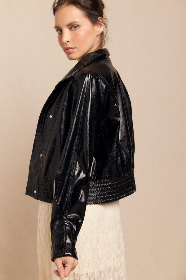 Slowlove Jaqueta com efeito pele brilhante Preto