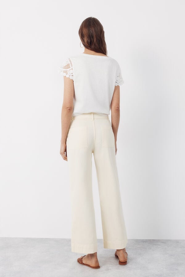Cortefiel Pantalones Piping Amarillo