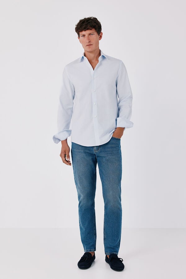 Cortefiel Camisa vestir rayas f&aacute;cil plancha Azul