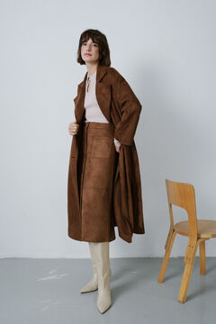 Cortefiel Trench coat longo com camur&ccedil;a