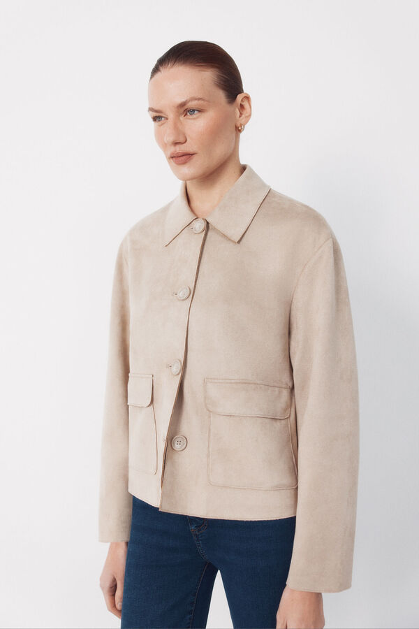 Cortefiel Chaqueta tejido efecto ante Marfil