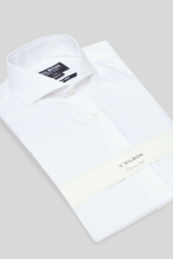Silbon Camisa de vestir punho duplo easy iron Branco