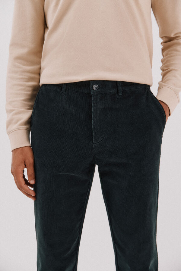 Cortefiel Pantal&oacute;n chino pana Verde oscuro