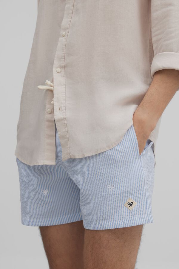 Silbon Cal&ccedil;&atilde;o de banho riscas  Azul