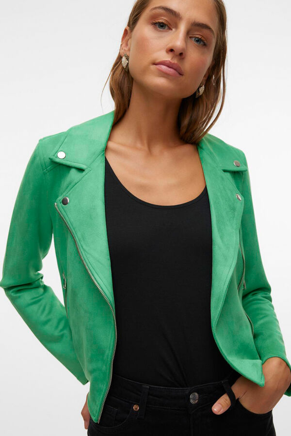 Vero Moda Blus&atilde;o em camur&ccedil;a com tachas Verde