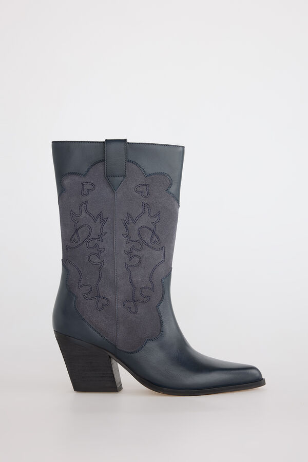 Slowlove Bota de pele e croute Cinzento